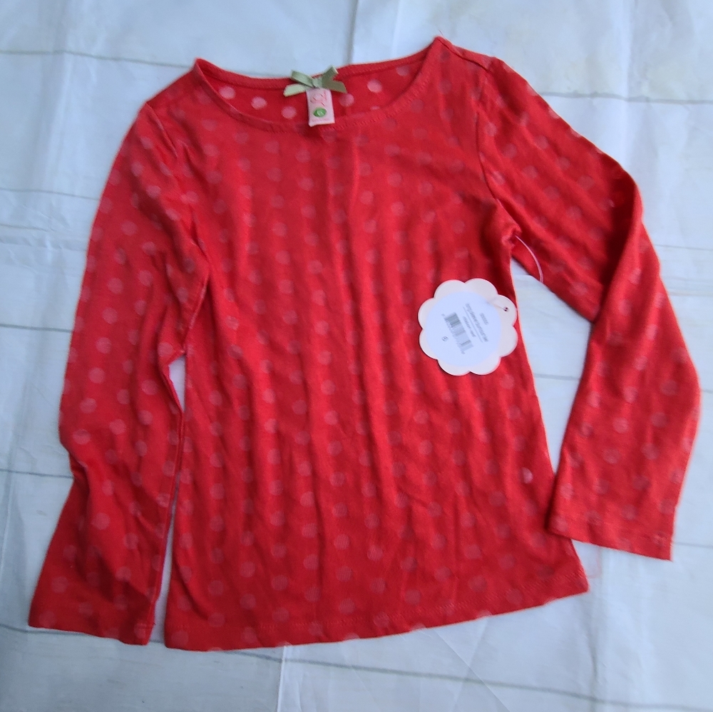 NWT DownEast girl polka dot top size 6